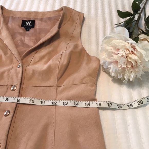 W By Worth 100% Genuine Leather Suede Sleeveless Tunic Dress Size 4 - Picture 9 of 13